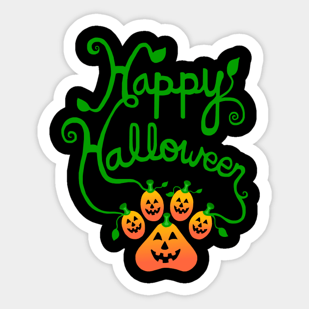 Happy Halloween Pawpkin Print Sticker by Art by Deborah Camp